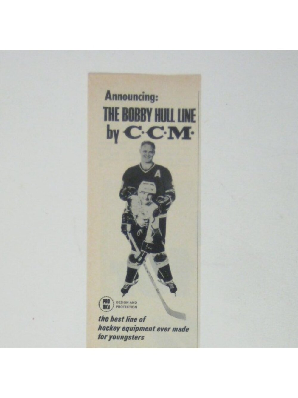 Vintage 1960s CCM Bobby Hull Line Hockey Equipment Advertisement Print